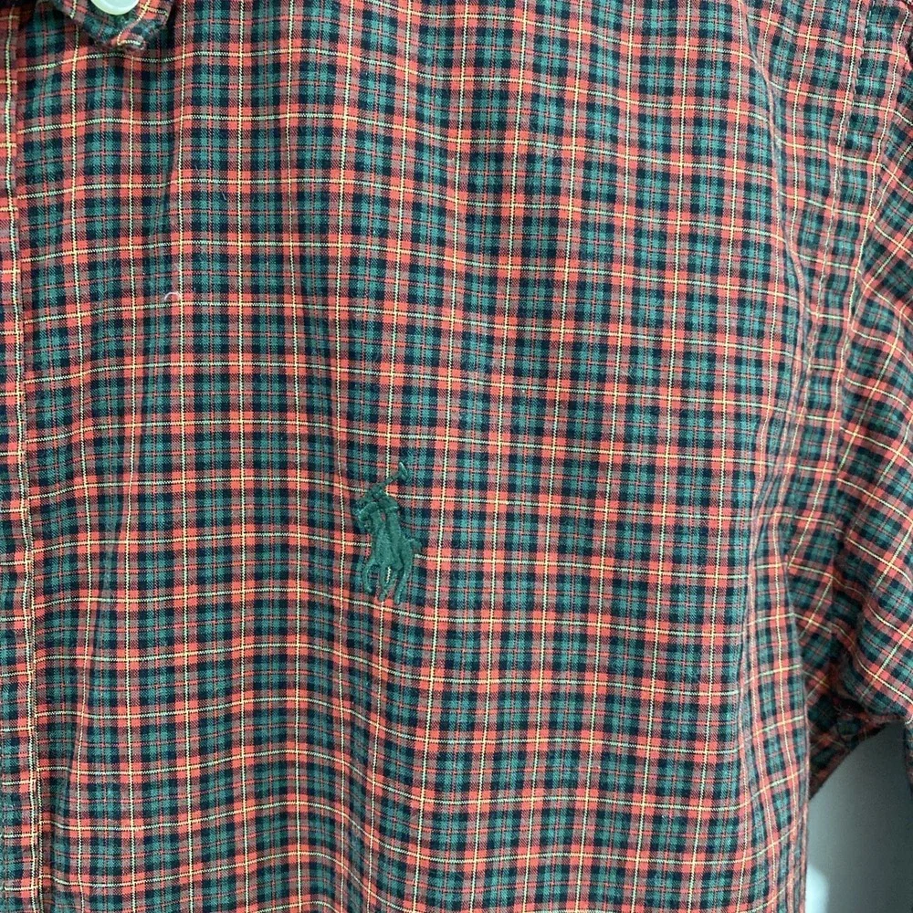 Ralph Lauren Boys Long Sleeve Button Down Red‎ Plaid Youth Medium 12/14